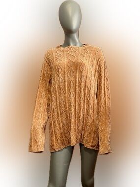 NWT Heart of Palm Crew Neck XXL Tan Sweater with Cable Knit Design